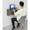 Basicwise Wall Mounted Office Computer Desk with Drawer, Brown QI003902.BN